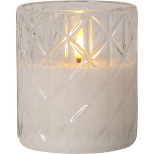 Biela LED vosková sviečka v skle Star Trading Flamme Romb, výška 10 cm vyobraziť