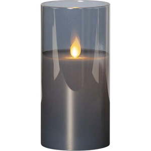 Sivá LED vosková sviečka v skle Star Trading M-Twinkle, výška 15 cm vyobraziť