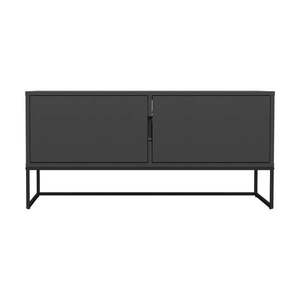 Čierny dvojdverový TV stolík s kovovými nohami v čiernej farbe Tenzo Lipp, šírka 118 cm vyobraziť
