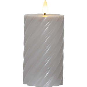 Sivá vosková LED sviečka Star Trading Flamme Swirl, výška 15 cm vyobraziť