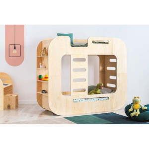 Poschodová detská posteľ s úložným priestorom 90x200 cm v prírodnej farbe Mundo – Adeko vyobraziť