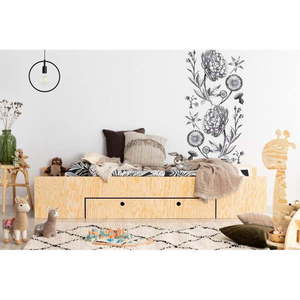 Detská posteľ s výsuvným lôžkom a úložným priestorom v prírodnej farbe 90x200 cm LUNA A – Adeko vyobraziť