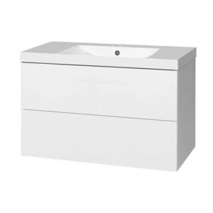 MEREO - Aira, kúpeľňová skrinka s umývadlom z liateho mramoru 101 cm, biela CN712M vyobraziť