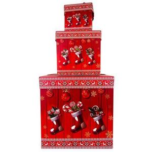 TORO Darčeková krabička so stuhou TORO set 3ks červené vianoce vyobraziť