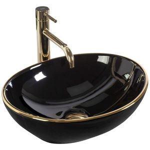 Keramické umývadlo na dosku Rea Sofia čierne/zlaté vyobraziť