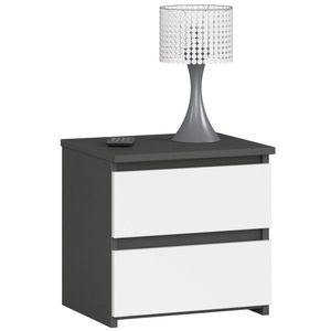 Nočný stolík CL2 s 2 zásuvkami šedý grafit/biely vyobraziť