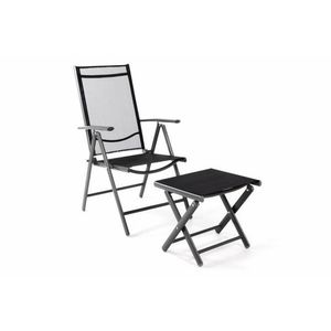 Garthen 40797 Záhradná polohovateľná stolička + stolička pod nohy - čierna vyobraziť