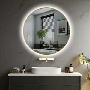 IREDA Kúpeľňové zrkadlo s LED osvetlením, zlatý rám, 70 cm vyobraziť