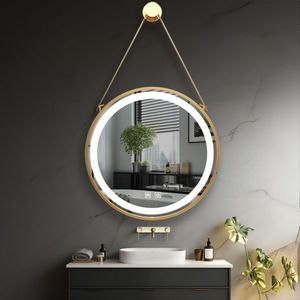 IREDA Kúpeľňové LED zrkadlo s osvetlením, zlatý rám, 60 cm vyobraziť