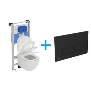 Ideal Standard Tesi WC Set - Závesné WC AQUABLADE s inštalačným systémom ProSys, ovládacie tlačidlo čierne, sedátko so SoftClose vyobraziť