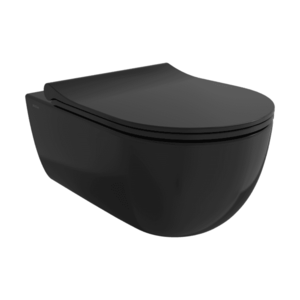 BOCCHI V-Tondo - WC závesné 545x360 mm, Rimless + sedátko slim, Soft Close - SET, čierna matná vyobraziť