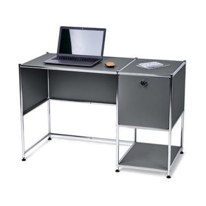 Kovový písací stôl »CN3« s výklopnými dvierkami, sivý vyobraziť