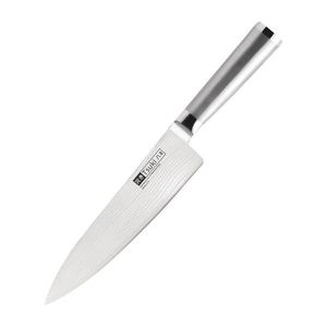 Tsuki kuchársky nôž z damaškovej ocele 20, 5 cm - kovová rukoväť vyobraziť
