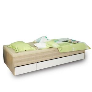 KONDELA Matiasi 90 jednolôžková posteľ s úložným priestorom dub sonoma / biela vyobraziť