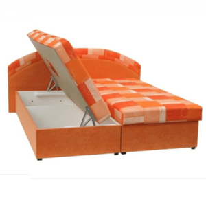 Manželská posteľ, pružinová, oranžová/vzor, KASVO vyobraziť
