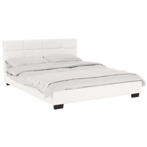 Manželská posteľ s roštom, 160x200, biela ekokoža, MIKEL vyobraziť