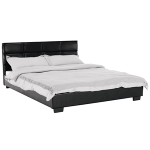 Manželská posteľ s roštom, 160x200, čierna ekokoža, MIKEL vyobraziť