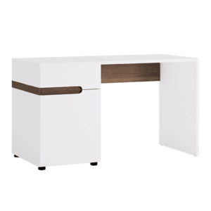 PC stôl, biela extra vysoký lesk HG/dub sonoma tmavý truflový, LYNATET TYP 80 vyobraziť