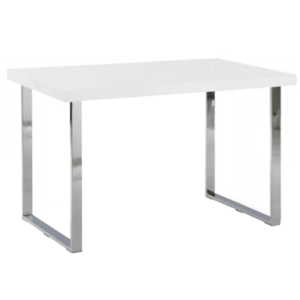 Jedálenský stôl, biela HG + chróm, 130x80 cm, TALOS vyobraziť