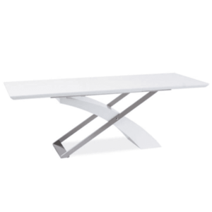 Jedálenský stôl, biela/biela extra vysoký lesk HG, 160-220x90 cm, KROS vyobraziť