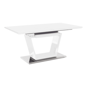 Jedálenský stôl, rozkladací, biela extra vysoký lesk/oceľ, 160-220x90 cm, PERAK vyobraziť