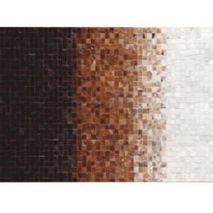 Luxusný kožený koberec, biela/hnedá/čierna, patchwork, 140x200, KOŽA TYP 7 vyobraziť