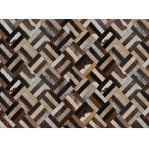 Luxusný kožený koberec, hnedá/čierna/béžová, patchwork, 70x140 , KOŽA TYP 2 vyobraziť