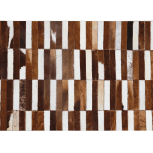 Luxusný kožený koberec, hnedá/biela, patchwork, 201x300, KOŽA TYP 5 vyobraziť
