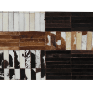 Luxusný kožený koberec, čierna/hnedá/biela, patchwork, 201x300, KOŽA TYP 4 vyobraziť