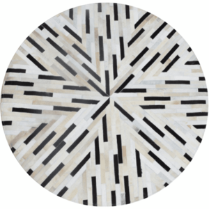 Luxusný kožený koberec, čierna/béžová/biela, patchwork, 200x200, KOŽA TYP 8 vyobraziť
