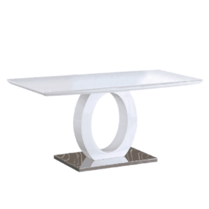 Jedálenský stôl, biela vysoký lesk/oceľ, 150x80 cm, ZARNI vyobraziť