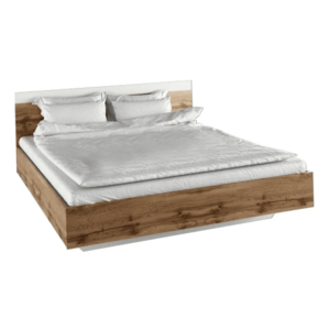 Manželská posteľ, 160x200, dub wotan/biela, GABRIELA vyobraziť