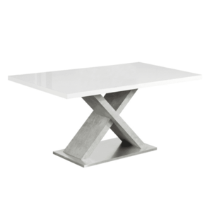Jedálenský stôl, biela s vysokým leskom HG/betón, 160x90 cm, FARNEL vyobraziť