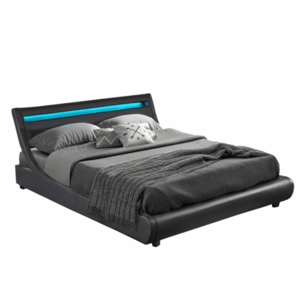 Manželská posteľ s RGB LED osvetlením, čierna, 160x200, FELINA vyobraziť