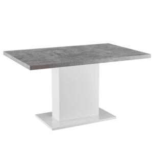 Jedálenský stôl, betón/biela extra vysoký lesk, 138x90 cm, KAZMA vyobraziť