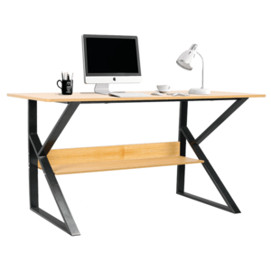 Písací stôl s policou, buk/čierna, TARCAL 140 vyobraziť