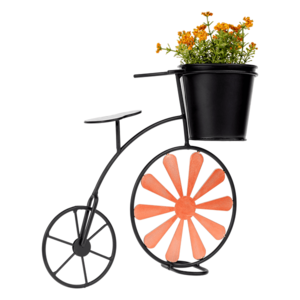 Retro kvetináč v tvare bicykla, bordová/čierna, SEMIL vyobraziť