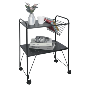 Príručný stolík pojazdný, viacúčelový, kov/plast, čierna, KORETE vyobraziť