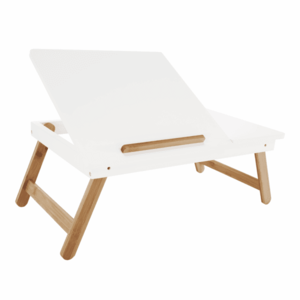 Príručný stolík na notebook/držiak na tablet, biela/prírodný bambus, MELTEN vyobraziť