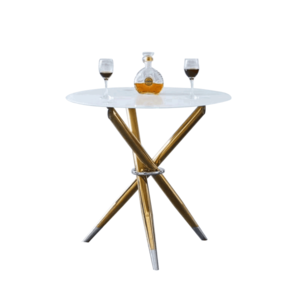 Jedálenský stôl/kávový stolík, biela/gold chróm zlatý, priemer 80 cm, DONIO vyobraziť