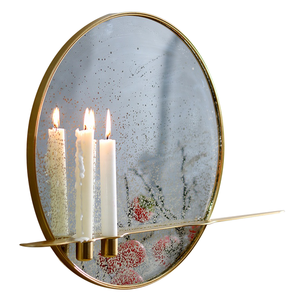 Zrkadlo so stojanom na 2 sviečky, patinované, zlatý kovový rám, HAREO TYP 2 vyobraziť