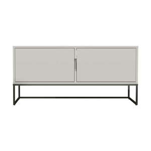 Biely dvojdverový TV stolík s kovovými nohami v čiernej farbe Tenzo Lipp, šírka 118 cm vyobraziť