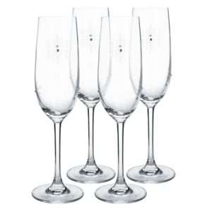TEMPO-KONDELA SNOWFLAKE CHAMPAGNE, poháre na šampanské, set 4 ks, s kryštálmi, 230 ml vyobraziť