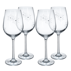 TEMPO-KONDELA SNOWFLAKE VINO, poháre na víno, set 4 ks, s kryštálmi, 450 ml vyobraziť