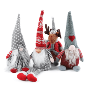 Vianočné dekoračné postavičky, set 4 ks, látka, červená/sivá/biela, DOLL vyobraziť