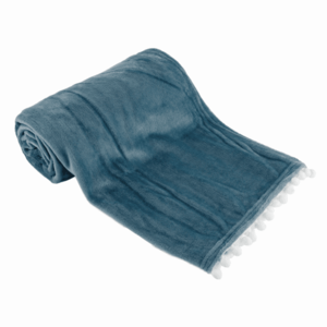TEMPO-KONDELA AKRA, plyšová deka s brmbolcami, oceľová modrá, 130x150 cm vyobraziť