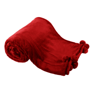 TEMPO-KONDELA LUANG, plyšová deka s brmbolcami, bordová, 150x200 cm vyobraziť