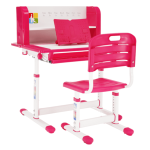 Rastúci písací stôl a stolička, ružová/biela, set LERAN vyobraziť