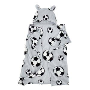 Svetlosivá fleecová detská deka s kapucňou 90x125 cm Football – Catherine Lansfield vyobraziť