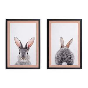 Súprava 2 obrazov v čiernom ráme Madre Selva Rabbit, 30 x 40 cm vyobraziť